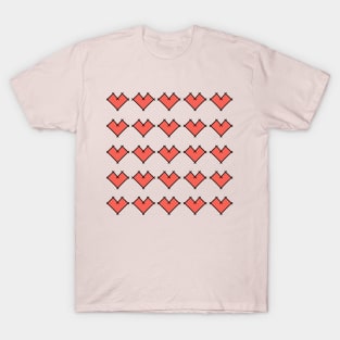 Red Gothic Square Hearts T-Shirt